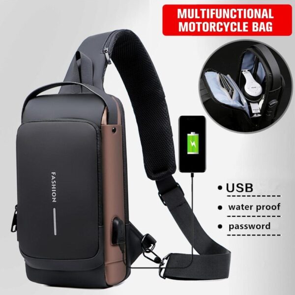 Luxury Premium Anti Theft Chest Shoulder Bag USB Charging Crossbody Oxford Sling Pack - Image 5