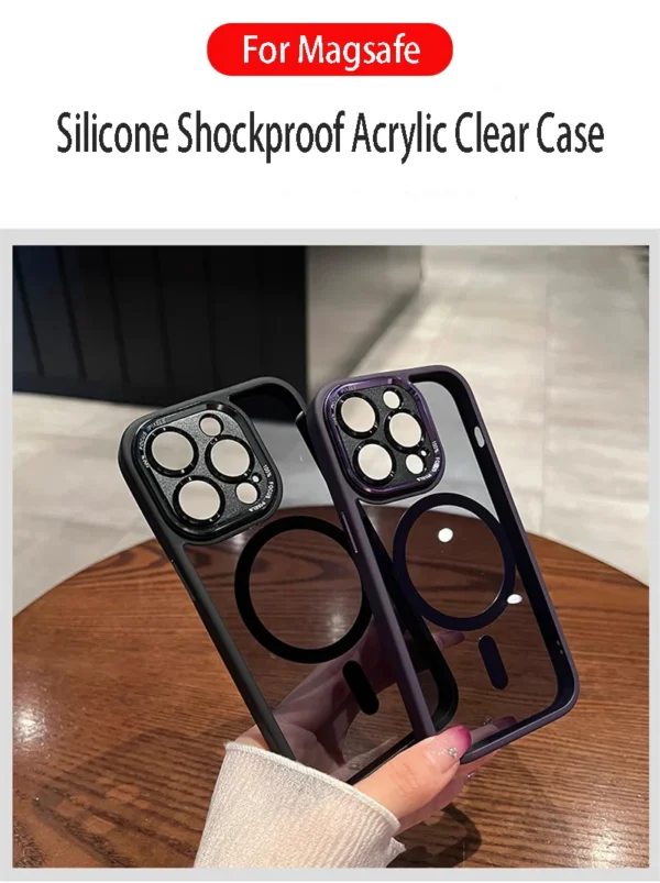 Luxury Shockproof Transparent Anti-fall Magsafe Clear Acrylic Hard Case Cover For iPhone Series - Image 16