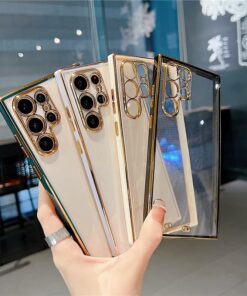 Luxury Plating Transparent Silicone Soft Phone Case for Samsung Galaxy S21 Ultra