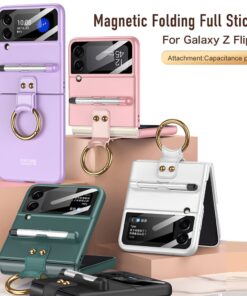 Luxury Premium Ring Case Cover With Capacitance Pen For Samsung Galaxy Z Flip 3/ Z Flip 4 1