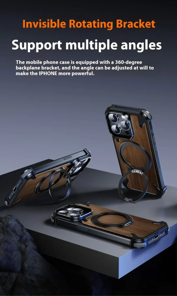 Luxury Premium Eary Natural Wood Frameless MagSafe  Shockproof Case Cover For iPhone 15 Pro Max - Image 11