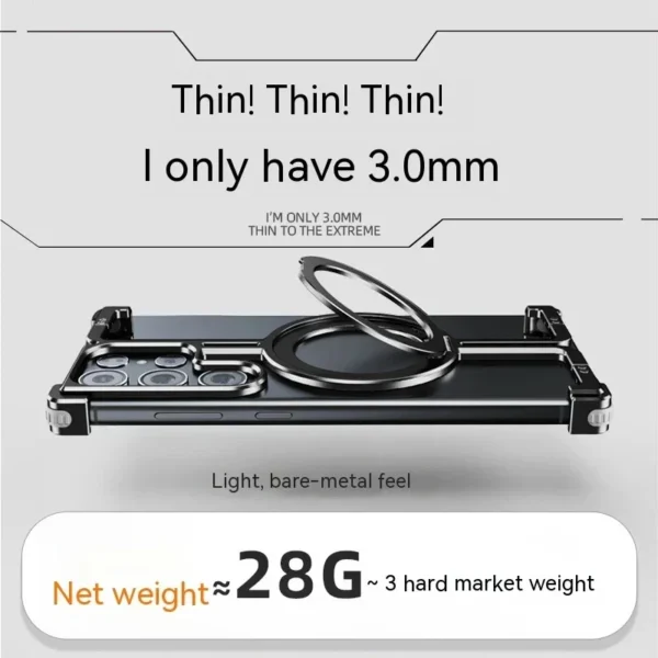 Luxury Magsafe Magnetic Frameless Aluminum Alloy Shockproof Stand Metal Phone Case For Samsung Galaxy S24 Ultra - Image 30