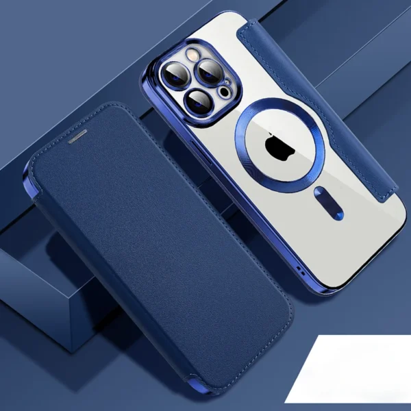 Luxury Premium Camera Protection Magsafe Wireless Charging Flip Case Cover For iPhone 15 Pro/15 Pro Max - Image 7