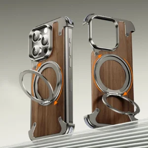 Luxury Premium Eary Natural Wood Frameless MagSafe Shockproof Case Cover For iPhone 15 Pro Max