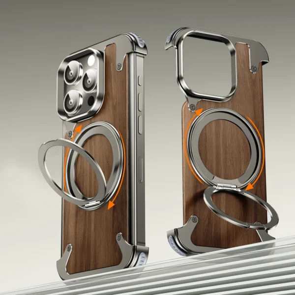 Luxury Premium Eary Natural Wood Frameless MagSafe  Shockproof Case Cover For iPhone 15 Pro Max