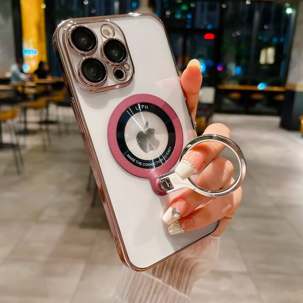 Luxury Premium Fashion Gradient electroplated Kickstand Clear case Cover For iPhone 15 Pro Max - Image 6