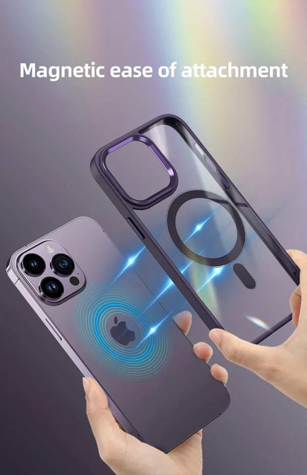 Luxury Shockproof Transparent Magsafe Magnetic Clear Acrylic Hard Case Cover For iPhone 15 Pro/15 Pro Max - Image 3