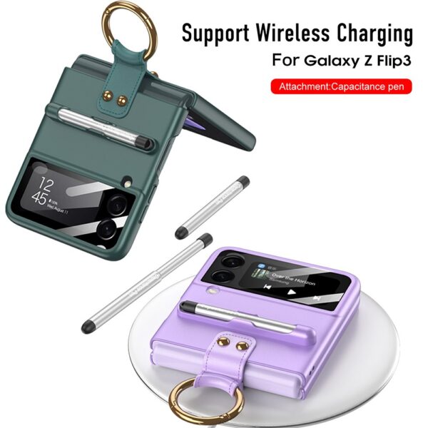 Luxury Premium Ring Case Cover With Capacitance Pen For Samsung Galaxy Z Flip 3/ Z Flip 4 1 - Image 10