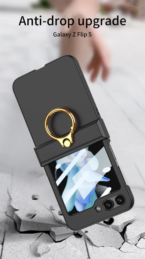 Luxury Premium Hinge Protection with Ring Holder Case Cover for Galaxy Z Flip 5 - Image 15