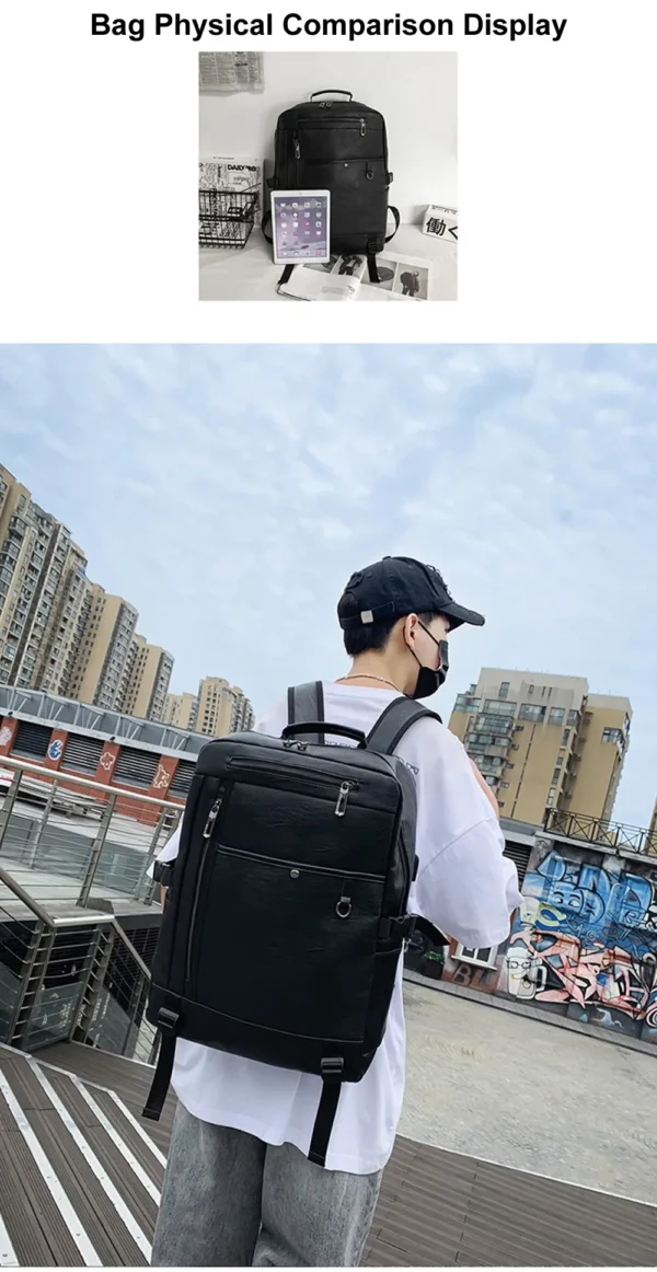 Luxury Premium Business Vintage Pu Leather Casual mochila hombre Backpack Bag - Image 7
