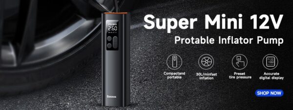 Baseus Mini Car Air Compressor 12V 150PSI Car Tire Inflator Smart Digital Inflatable Pump