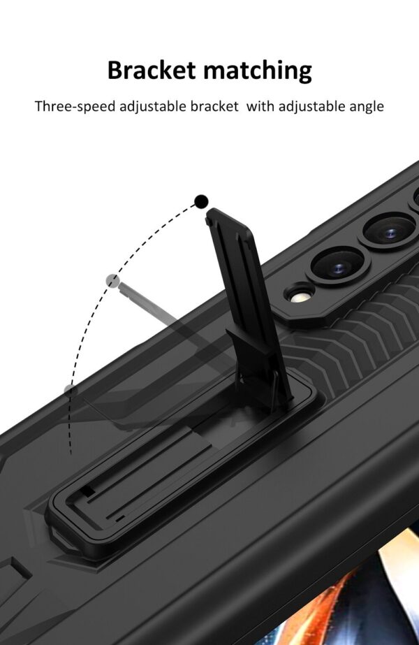 360 Magnetic Hinge Slide Pen Holder Case Cover and Outer Screen Glass For Galaxy Z Fold 4 - Image 9