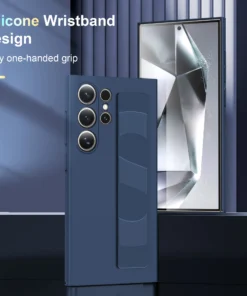 Luxury Premium Silky Touch Liquid Silicone Wrist Strap Grip Case For Samsung Galaxy S24 Ultra