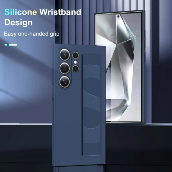 Luxury Premium Silky Touch Liquid Silicone Wrist Strap Grip Case For Samsung Galaxy S24 Ultra