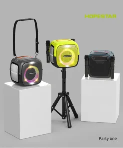 HOPESTAR Portable Wireless Bluetooth Speaker 80W High Power Dual Microphone Outdoor Home Karaoke