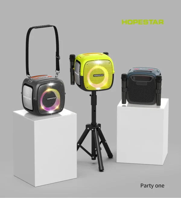 HOPESTAR Portable Wireless Bluetooth Speaker 80W High Power Dual Microphone Outdoor Home Karaoke