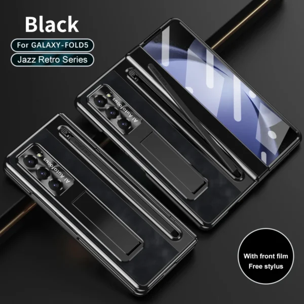 Luxury Premium Retro Leather Folding Stand Phone Case For Samsung Galaxy Z Fold 5 - Image 5