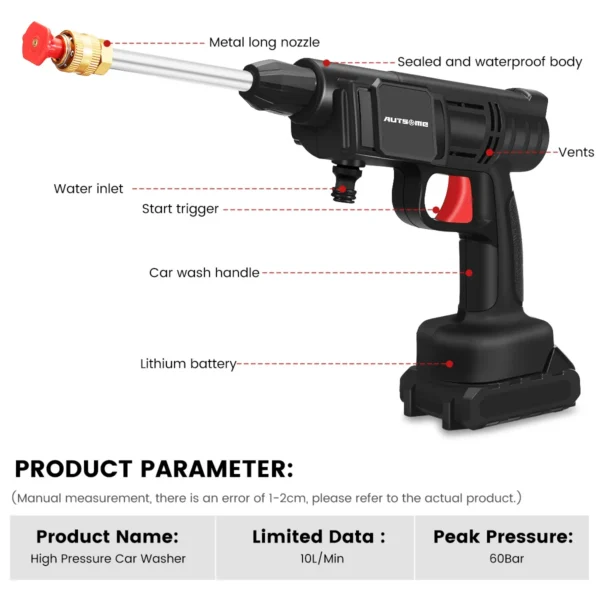 Rechargeable Cordless High Pressure Car Washer - Image 9