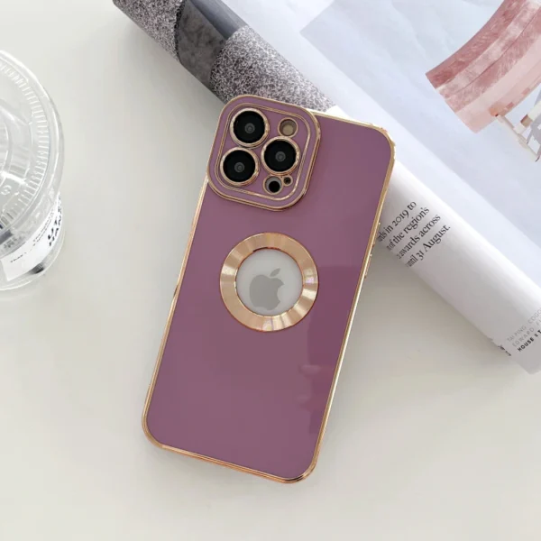Luxury Soft Electroplated Phone Mini Hollow Out Silicone Case Cover and 3D Glass Protector For iPhone series - Image 8