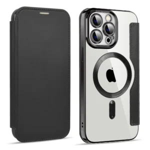 Luxury Premium Camera Protection Magsafe Wireless Charging Flip Case Cover For iPhone 15 Pro/15 Pro Max