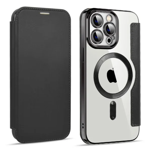 Luxury Premium Camera Protection Magsafe Wireless Charging Flip Case Cover For iPhone 15 Pro/15 Pro Max - Image 14
