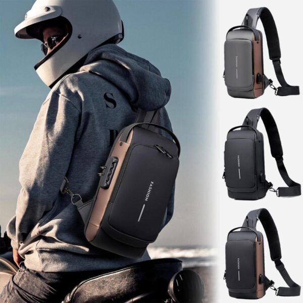 Luxury Premium Anti Theft Chest Shoulder Bag USB Charging Crossbody Oxford Sling Pack - Image 14