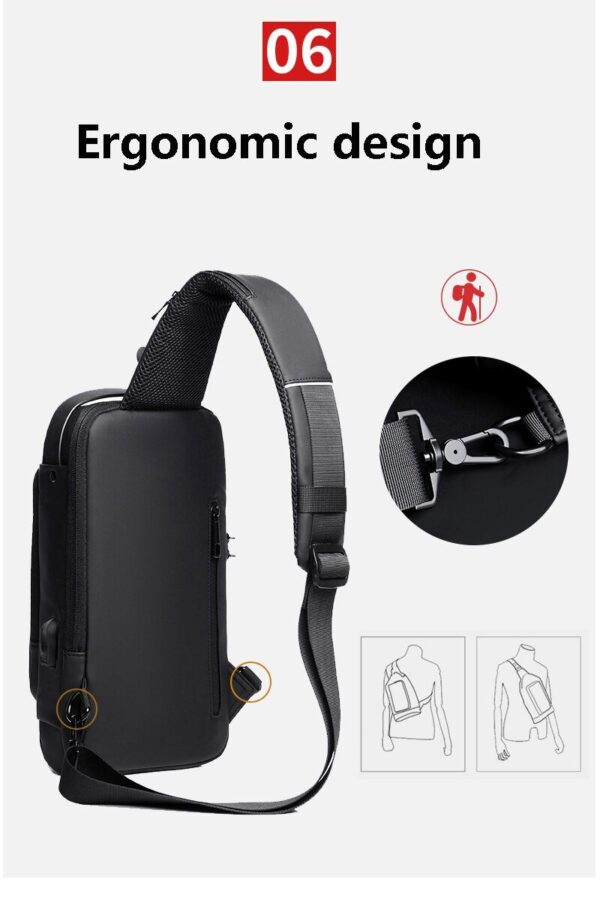 Luxury Premium Anti Theft Chest Shoulder Bag USB Charging Crossbody Oxford Sling Pack - Image 11