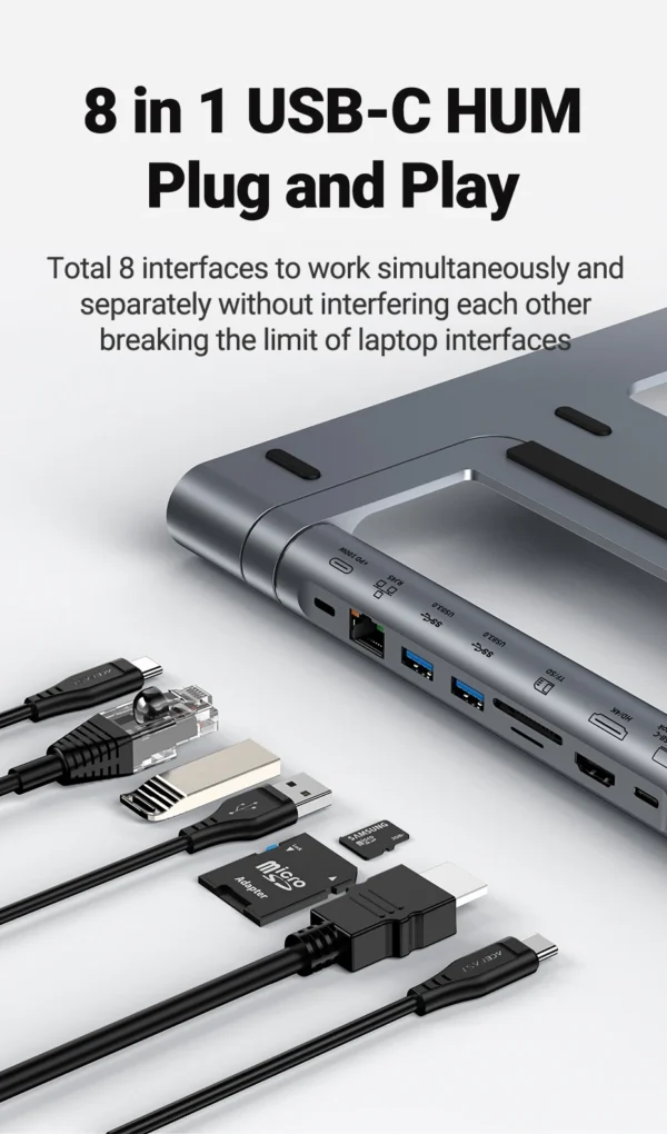 WiWU Laptop Stand Hub 8 in 1 USB-C Docking Station - Image 5
