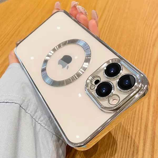 Luxury Premium Transparent Plating Magsafe with Full Camera Lens Case Cover For iPhone 15 Pro Max/16 Pro Max - Image 21