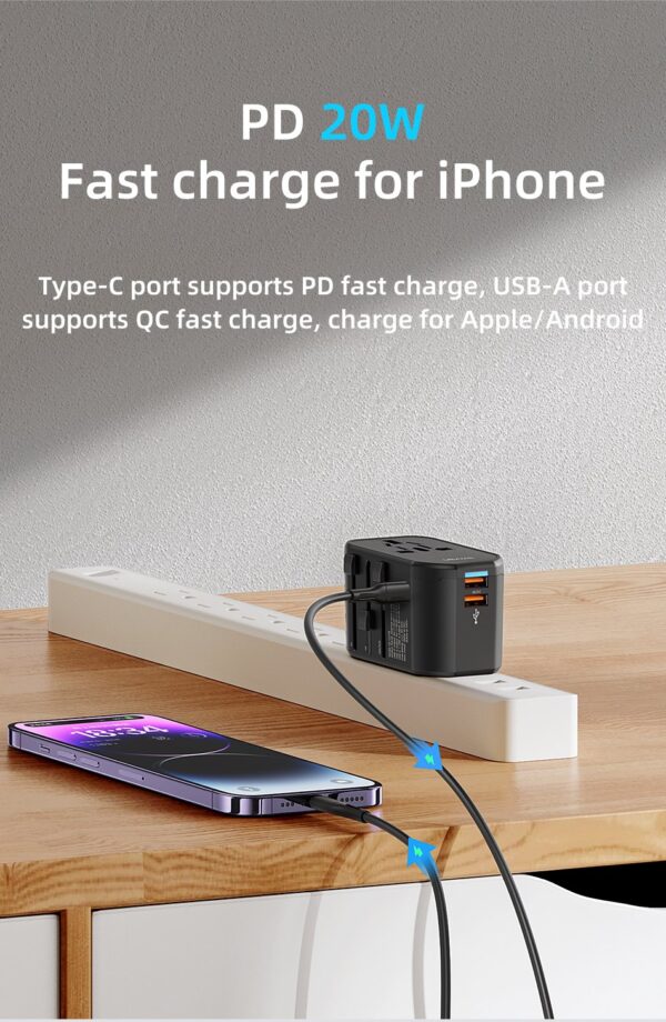 MOXOM 4 in1 with USB Charger Universal Adaptor Multi-Nation Travel Adapter - Image 15