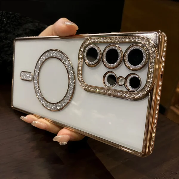 Luxury Premium Plating Bling Glitter Diamond Magnetic For Magsafe Phone Case For Samsung S24 Ultra - Image 13