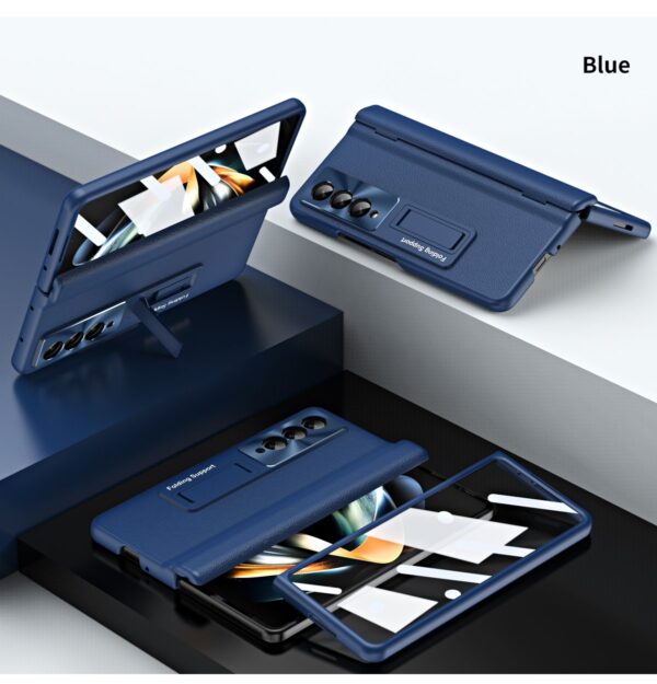 Luxury Premium Leather Hinge Adjustable Bracket Full Screen Film Protection Case Cover for Samsung Galaxy Z Fold 3/Z fold 4 - Image 9