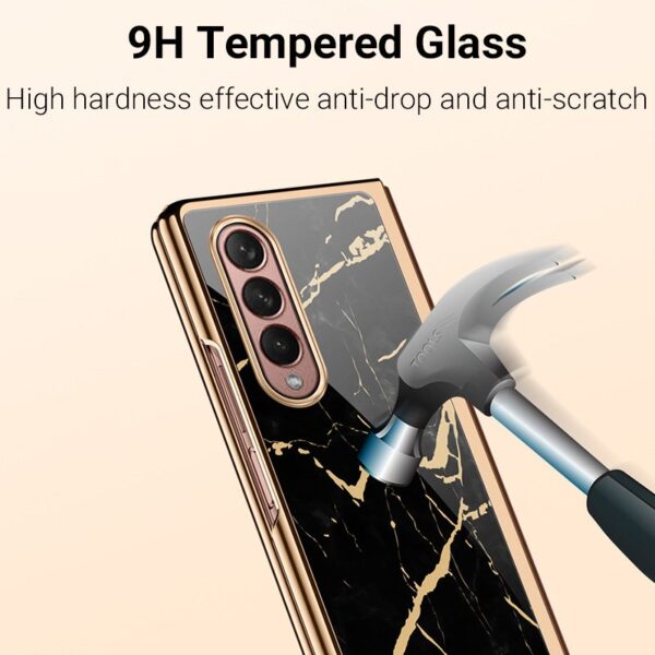 Luxury Premium Electroplated Marble Case Cover For Samsung Galaxy Z Fold 4 - Image 14
