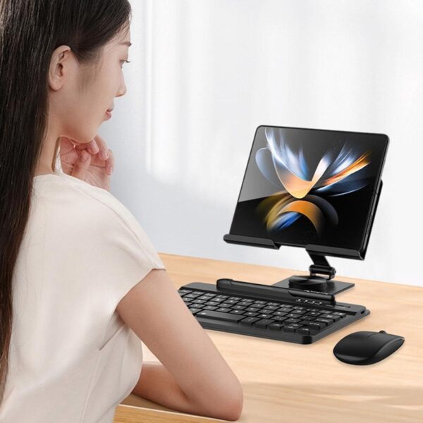 Luxury Premium Wireless Bluetooth Keyboard Mouse And Pen compatible Keyboard Rotating Folding Stand - Image 12