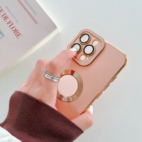Luxury Soft Electroplated Phone Mini Hollow Out Silicone Case Cover and 3D Glass Protector For iPhone series - Image 7