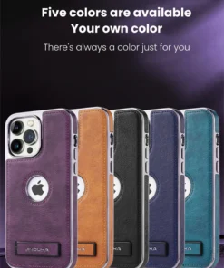 Luxury PU Business PU Leather Stand Hollow Display Hole Shockproof Kickstand Cover Case Cover for iPhone 13 Pro Max/14 Pro Max/15 Pro Max