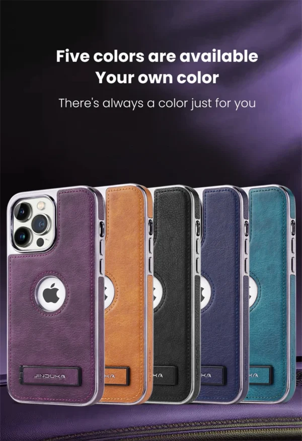 Luxury PU Business PU Leather Stand Hollow Display Hole Shockproof Kickstand Cover Case Cover for iPhone 13 Pro Max/14 Pro Max/15 Pro Max