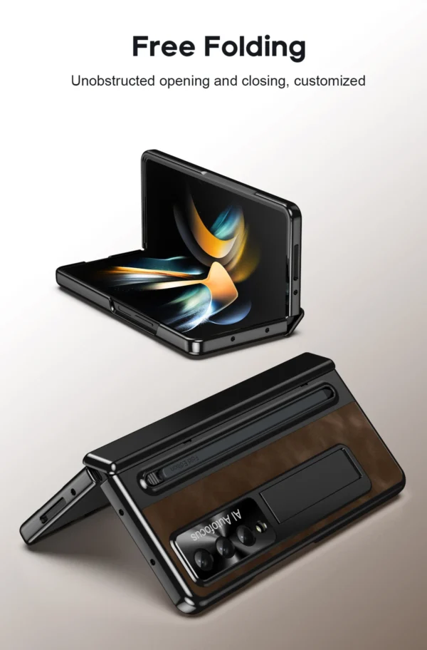Luxury Premium Retro Leather Folding Stand Phone Case For Samsung Galaxy Z Fold 3/Z Fold 4 - Image 5