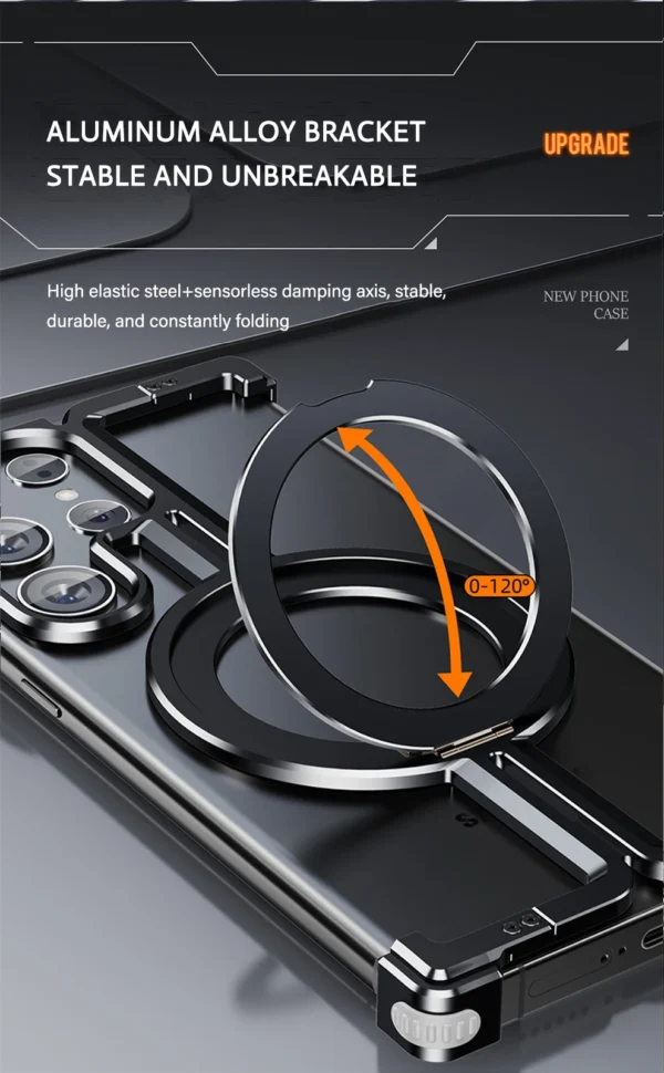 Luxury Magsafe Magnetic Frameless Aluminum Alloy Shockproof Stand Metal Phone Case For Samsung Galaxy S24 Ultra - Image 26
