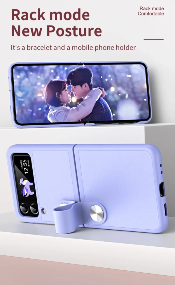 Luxury Premium Skin Feel Hand Strap Design Phone Case for Samsung Galaxy Z Flip 4 - Image 4