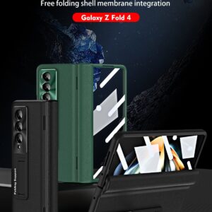 Luxury Premium Leather Hinge Adjustable Bracket Full Screen Film Protection Case Cover for Samsung Galaxy Z Fold 3/Z fold 4