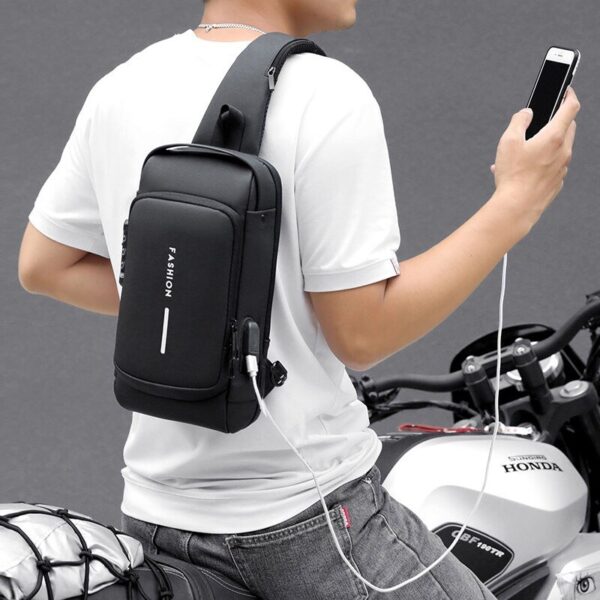 Luxury Premium Anti Theft Chest Shoulder Bag USB Charging Crossbody Oxford Sling Pack - Image 6