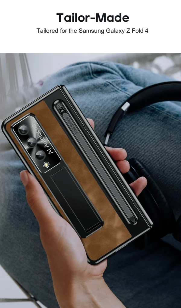 Luxury Premium Retro Leather Folding Stand Phone Case For Samsung Galaxy Z Fold 3/Z Fold 4 - Image 6