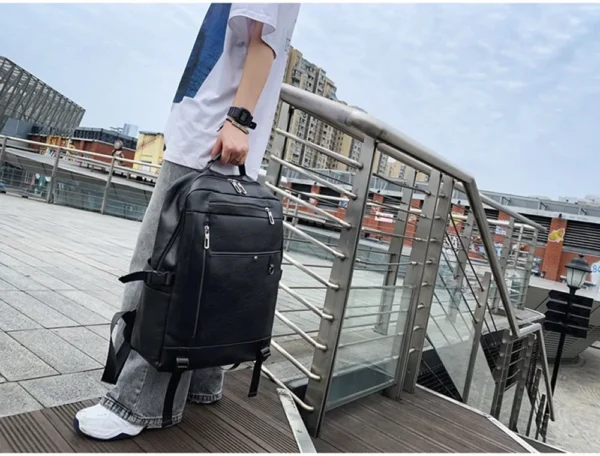 Luxury Premium Business Vintage Pu Leather Casual mochila hombre Backpack Bag - Image 3