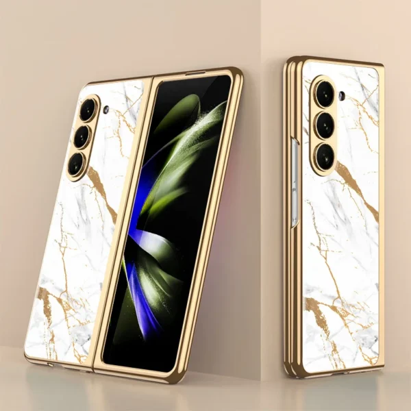 Luxury Premium Electroplated Marble Case Cover For Samsung Galaxy Z Fold 5 5G - Image 13