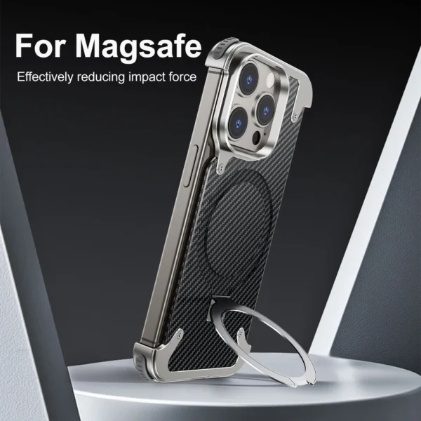 Luxury Premium Oatsbasf Magsafe Magnetic Anti-Collision Carbon Fibre Case  Cover for iPhone Series - Image 3