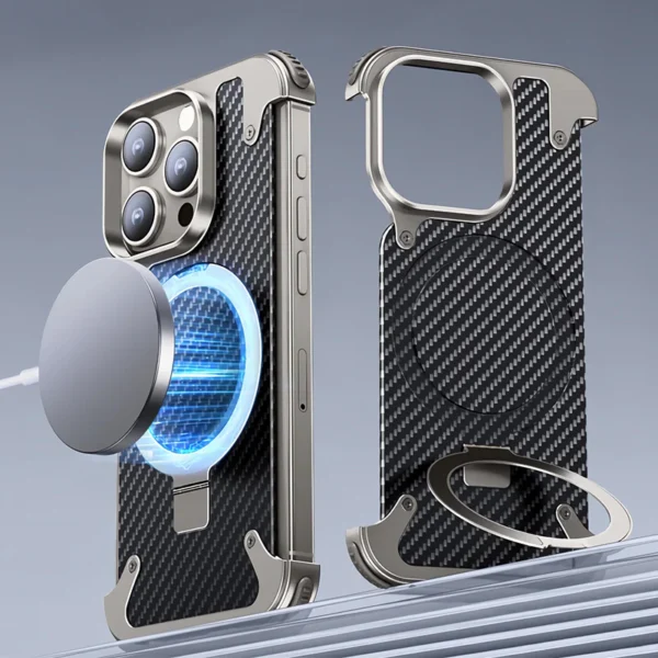 Luxury Premium Oatsbasf Magsafe Magnetic Anti-Collision Carbon Fibre Case  Cover for iPhone Series - Image 6