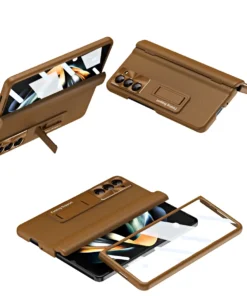 Samsung Galaxy Z Fold 5 and Fold 6 5G Shell-membrane Integrated Hinge All-around Leather Folding Phone Case