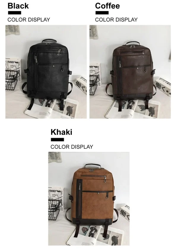 Luxury Premium Business Vintage Pu Leather Casual mochila hombre Backpack Bag - Image 14
