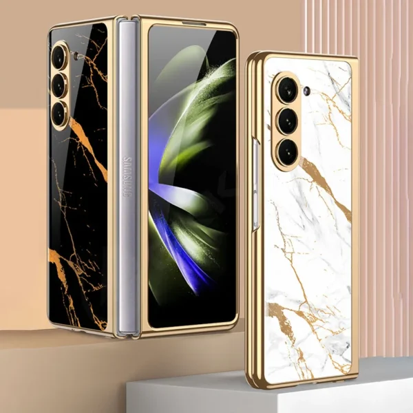 Luxury Premium Electroplated Marble Case Cover For Samsung Galaxy Z Fold 5 5G - Image 15